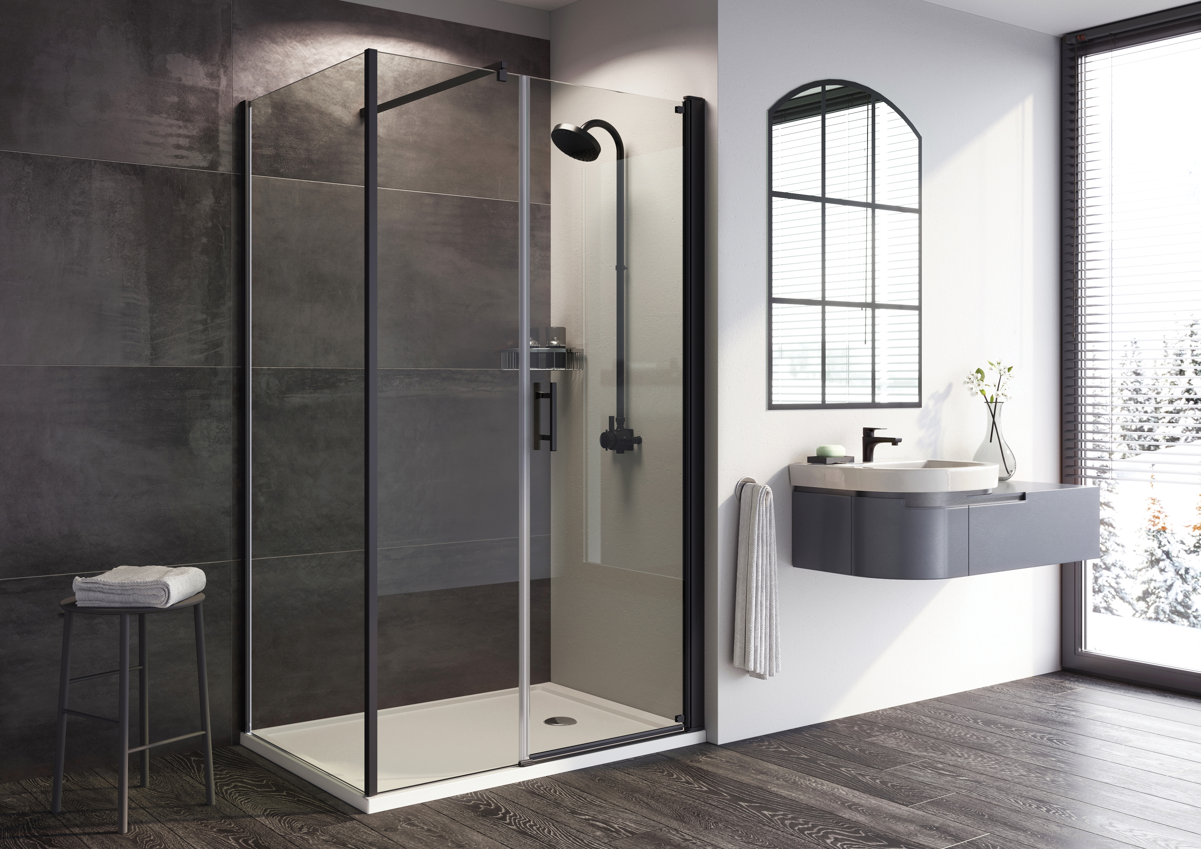 Innov8 Pivot Door with In-Line Panel Shower Enclosure